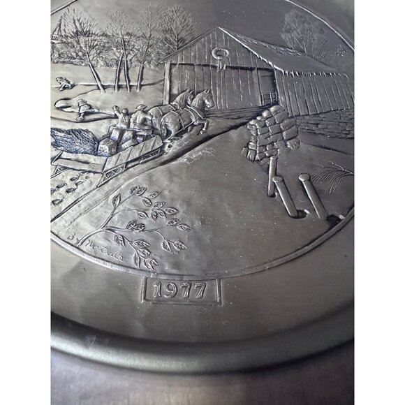 Wendell August Forge 1977 Solid Bronze Limited Edition Plate No. 806 With Walnut - Picture 5 of 8